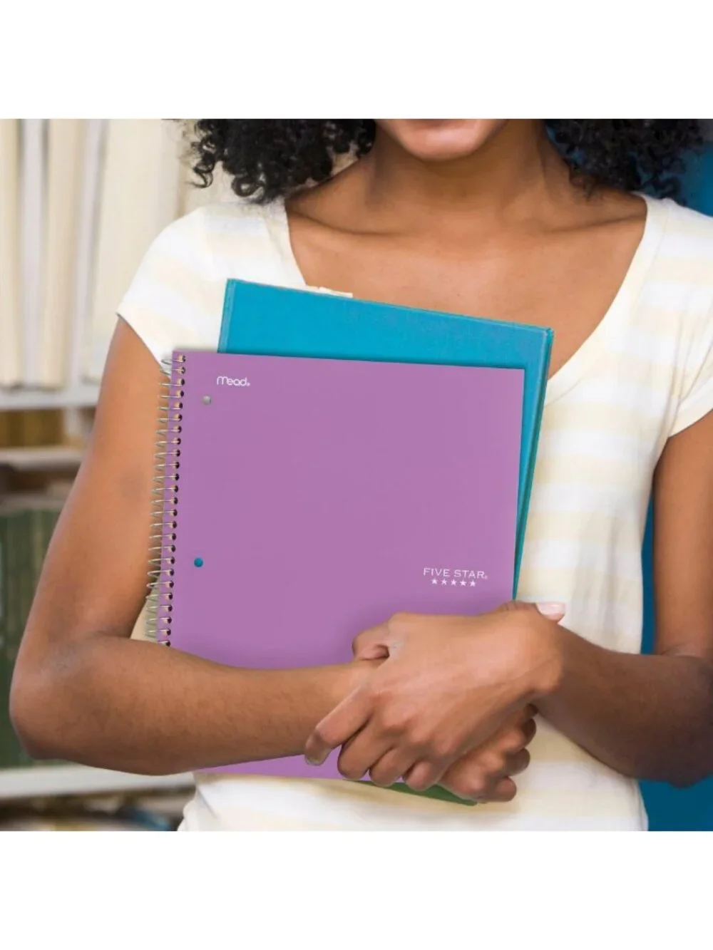 3 Subject College Ruled Spiral Notebook Set, 150 Sheets, Water Resistant Cover